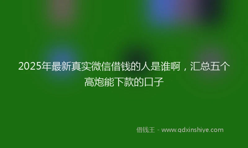 2025年最新真实微信借钱的人是谁啊，汇总五个高炮能下款的口子