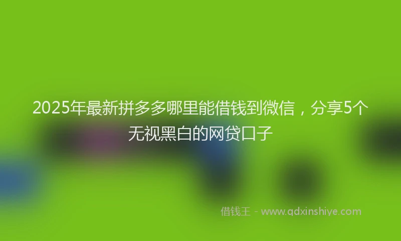 2025年最新拼多多哪里能借钱到微信，分享5个无视黑白的网贷口子