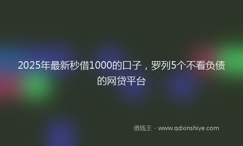 2025年最新秒借1000的口子，罗列5个不看负债的网贷平台