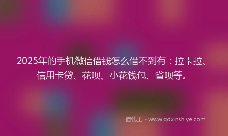 2025年的手机微信借钱怎么借不到有：拉卡拉、信用卡贷、花呗、小花钱包、省呗等。