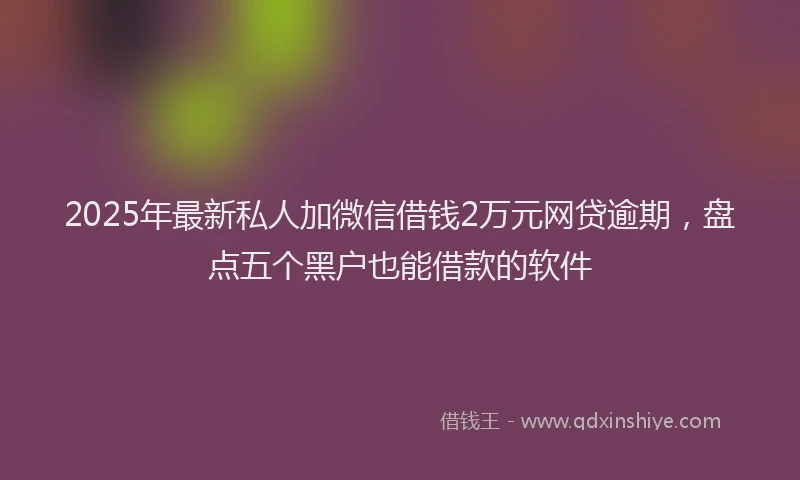 2025年最新私人加微信借钱2万元网贷逾期，盘点五个黑户也能借款的软件