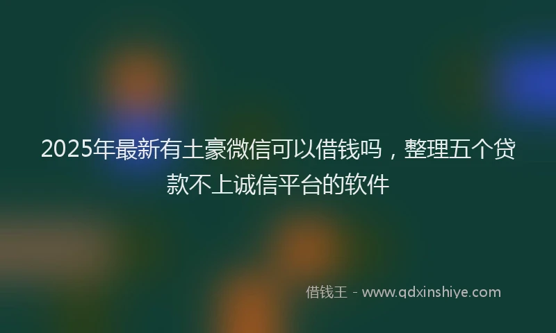 2025年最新有土豪微信可以借钱吗，整理五个贷款不上诚信平台的软件