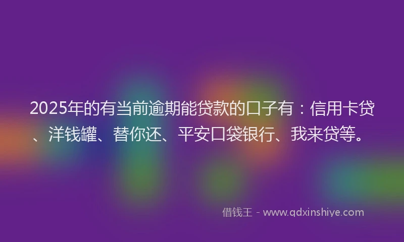 2025年的有当前逾期能贷款的口子有：信用卡贷、洋钱罐、替你还、平安口袋银行、我来贷等。