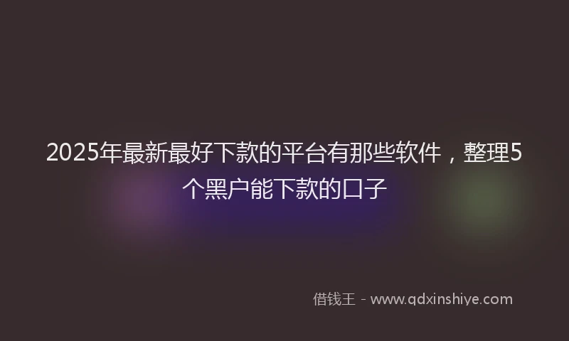2025年最新最好下款的平台有那些软件，整理5个黑户能下款的口子