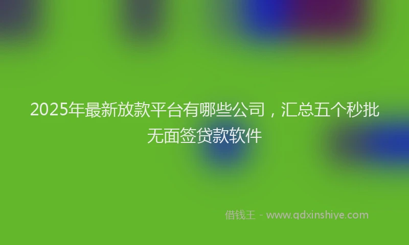 2025年最新放款平台有哪些公司，汇总五个秒批无面签贷款软件