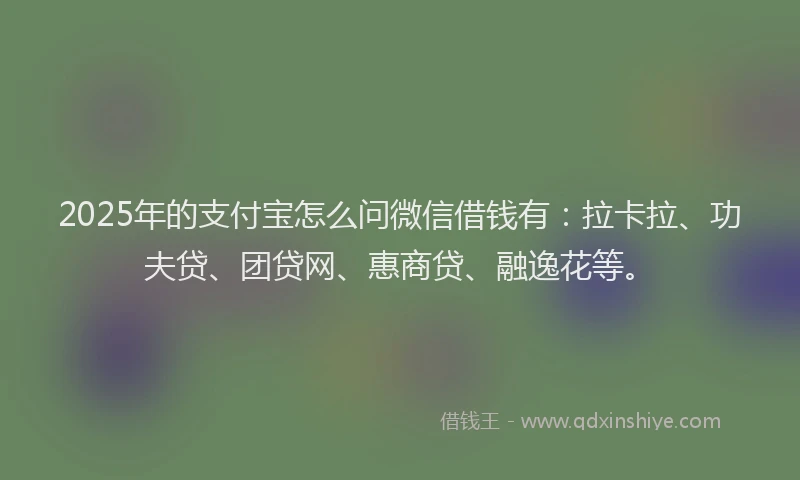 2025年的支付宝怎么问微信借钱有：拉卡拉、功夫贷、团贷网、惠商贷、融逸花等。