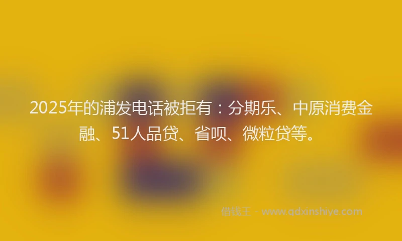 2025年的浦发电话被拒有：分期乐、中原消费金融、51人品贷、省呗、微粒贷等。