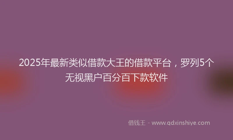 2025年最新类似借款大王的借款平台,罗列5个无视黑户百分百下款软件