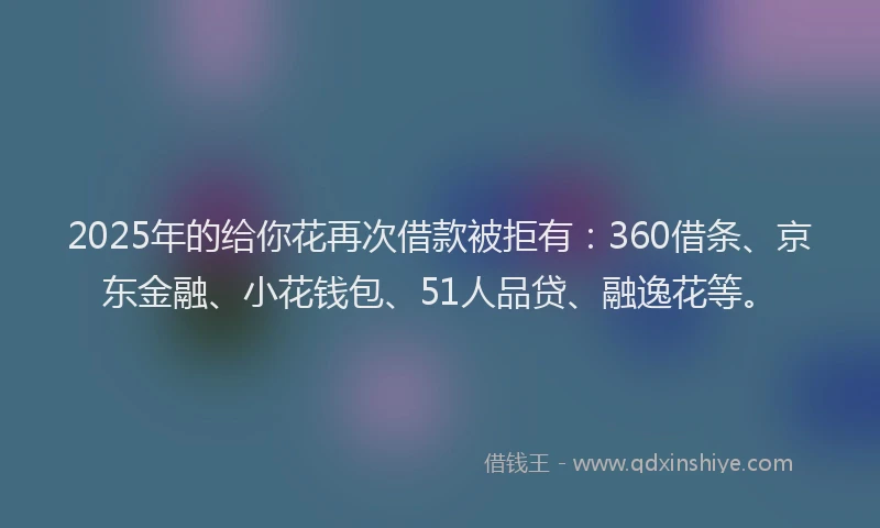 2025年的给你花再次借款被拒有：360借条、京东金融、小花钱包、51人品贷、融逸花等。
