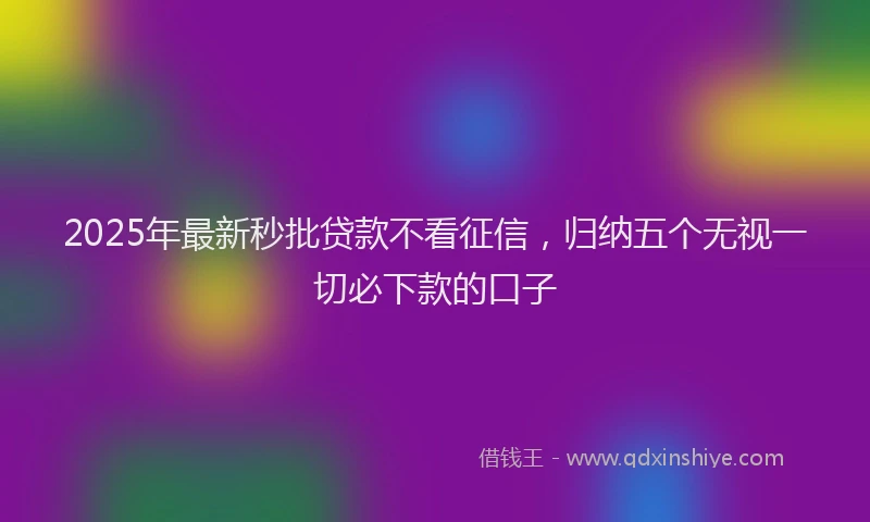 2025年最新秒批贷款不看征信，归纳五个无视一切必下款的口子