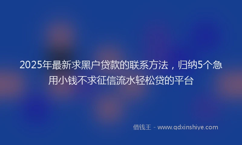 2025年最新求黑户贷款的联系方法，归纳5个急用小钱不求征信流水轻松贷的平台