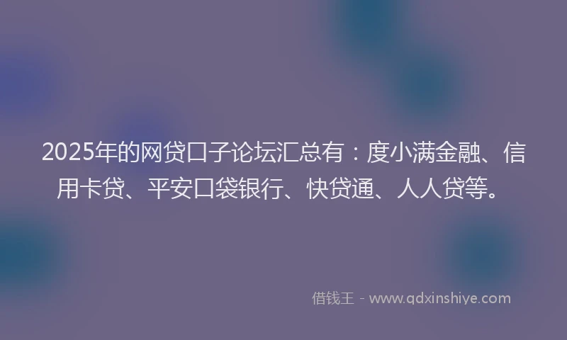 2025年的网贷口子论坛汇总有：度小满金融、信用卡贷、平安口袋银行、快贷通、人人贷等。