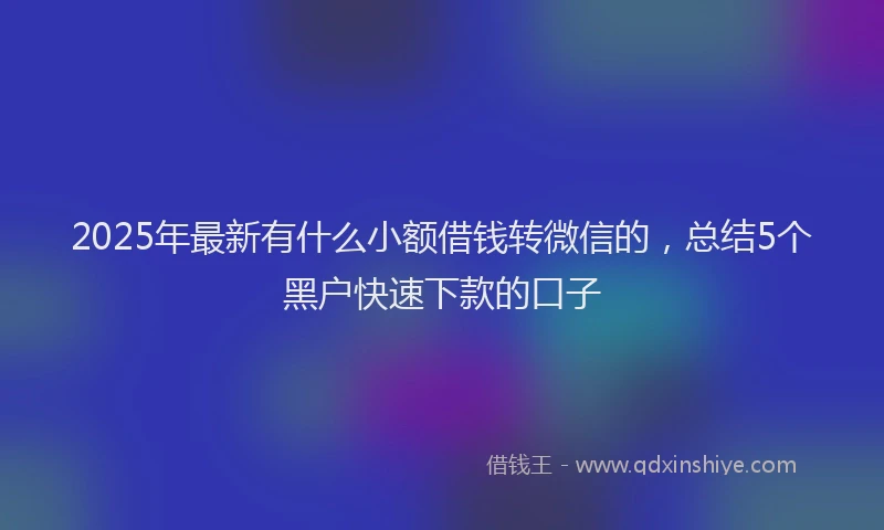 2025年最新有什么小额借钱转微信的，总结5个黑户快速下款的口子