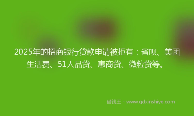 2025年的招商银行贷款申请被拒有：省呗、美团生活费、51人品贷、惠商贷、微粒贷等。