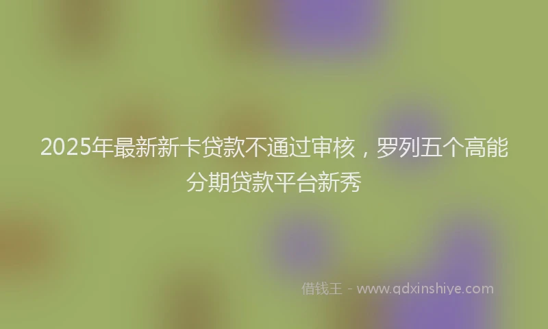 2025年最新新卡贷款不通过审核，罗列五个高能分期贷款平台新秀
