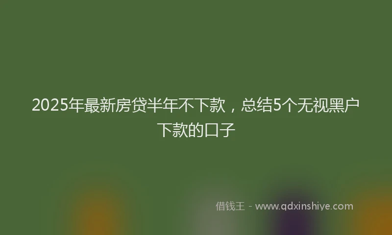 2025年最新房贷半年不下款，总结5个无视黑户下款的口子