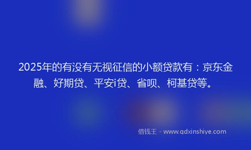 2025年的有没有无视征信的小额贷款有：京东金融、好期贷、平安i贷、省呗、柯基贷等。