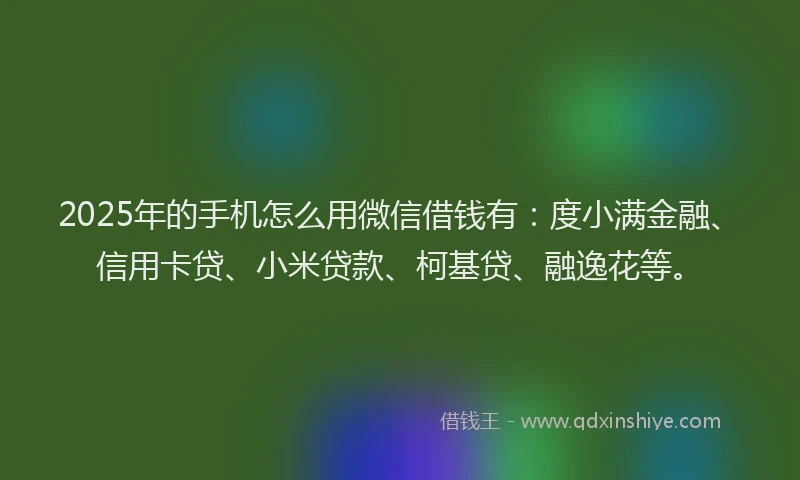 2025年的手机怎么用微信借钱有：度小满金融、信用卡贷、小米贷款、柯基贷、融逸花等。