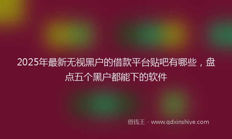 2025年最新无视黑户的借款平台贴吧有哪些，盘点五个黑户都能下的软件