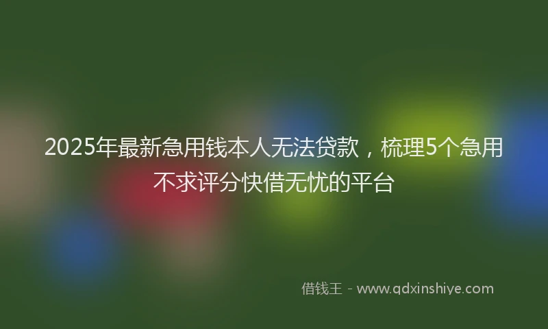 2025年最新急用钱本人无法贷款，梳理5个急用不求评分快借无忧的平台