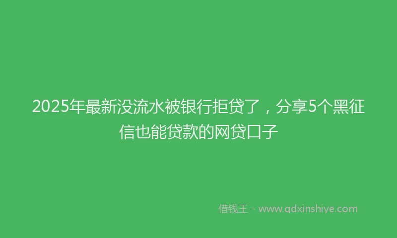 2025年最新没流水被银行拒贷了，分享5个黑征信也能贷款的网贷口子