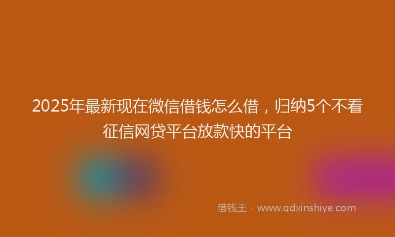 2025年最新现在微信借钱怎么借，归纳5个不看征信网贷平台放款快的平台
