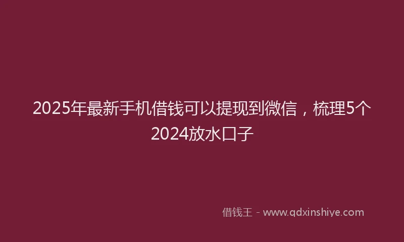 2025年最新手机借钱可以提现到微信，梳理5个2024放水口子