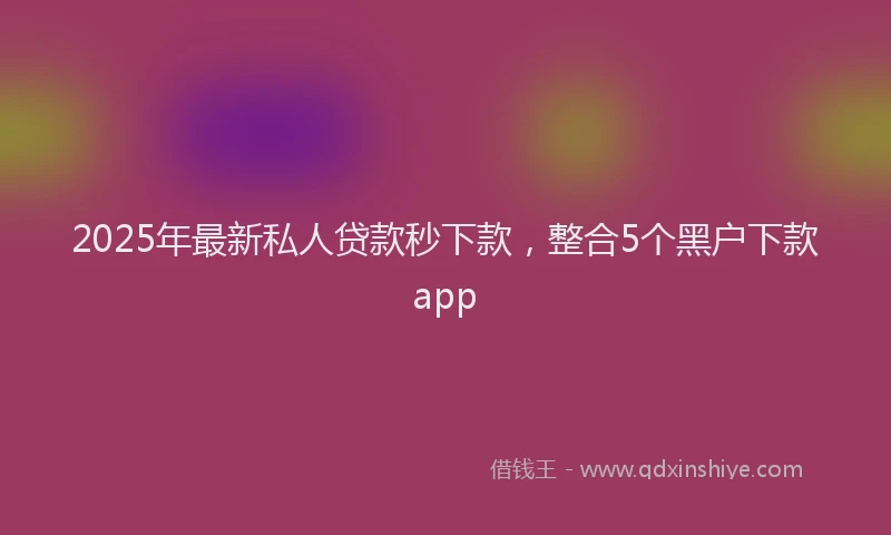 2025年最新私人贷款秒下款，整合5个黑户下款app