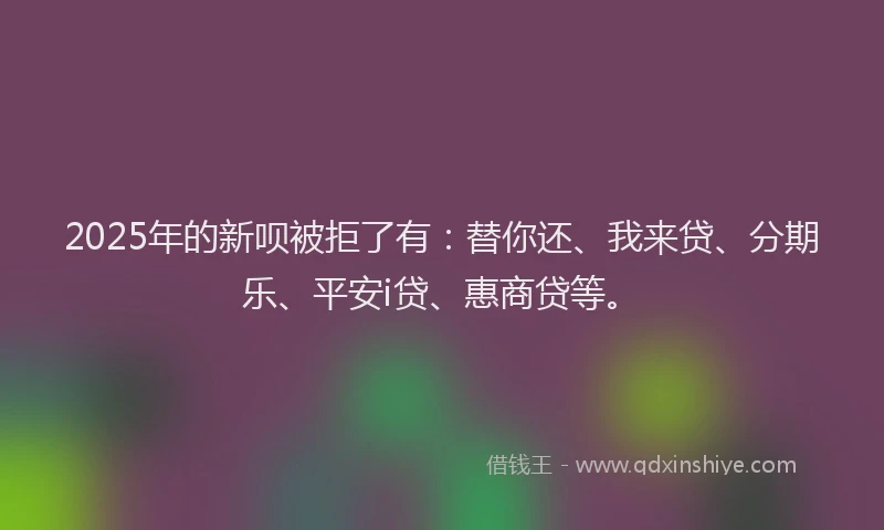 2025年的新呗被拒了有：替你还、我来贷、分期乐、平安i贷、惠商贷等。