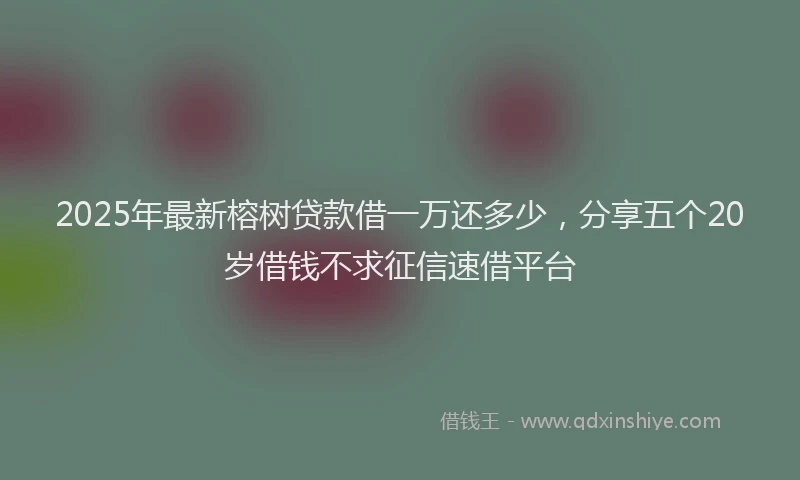 2025年最新榕树贷款借一万还多少，分享五个20岁借钱不求征信速借平台