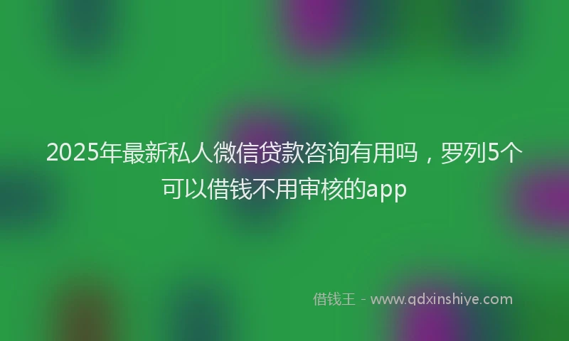 2025年最新私人微信贷款咨询有用吗，罗列5个可以借钱不用审核的app