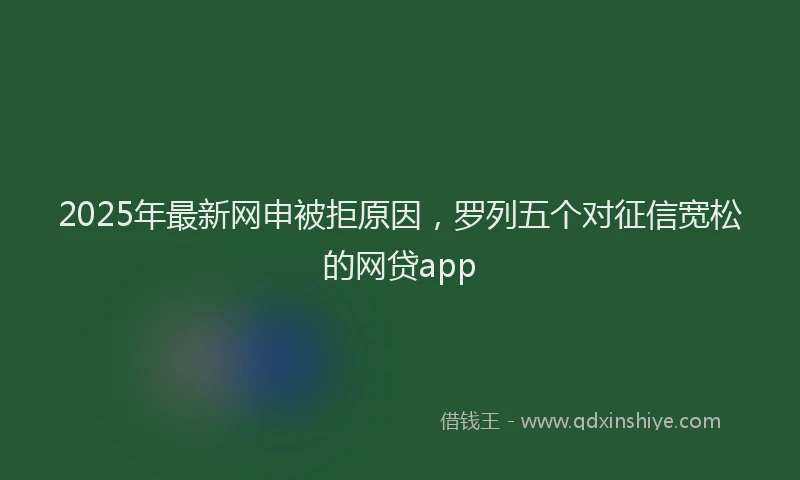 2025年最新网申被拒原因，罗列五个对征信宽松的网贷app