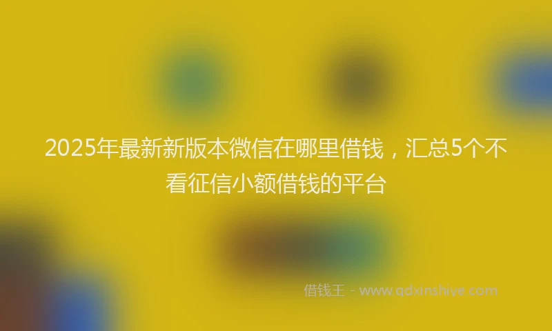 2025年最新新版本微信在哪里借钱，汇总5个不看征信小额借钱的平台