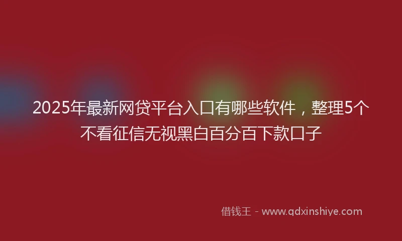 2025年最新网贷平台入口有哪些软件，整理5个不看征信无视黑白百分百下款口子
