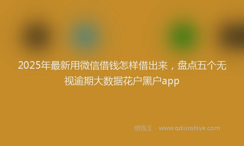 2025年最新用微信借钱怎样借出来，盘点五个无视逾期大数据花户黑户app