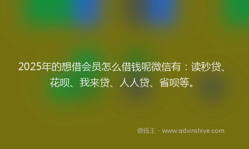 2025年的想借会员怎么借钱呢微信有：读秒贷、花呗、我来贷、人人贷、省呗等。