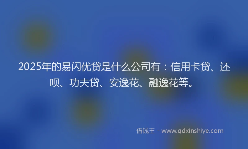 2025年的易闪优贷是什么公司有：信用卡贷、还呗、功夫贷、安逸花、融逸花等。