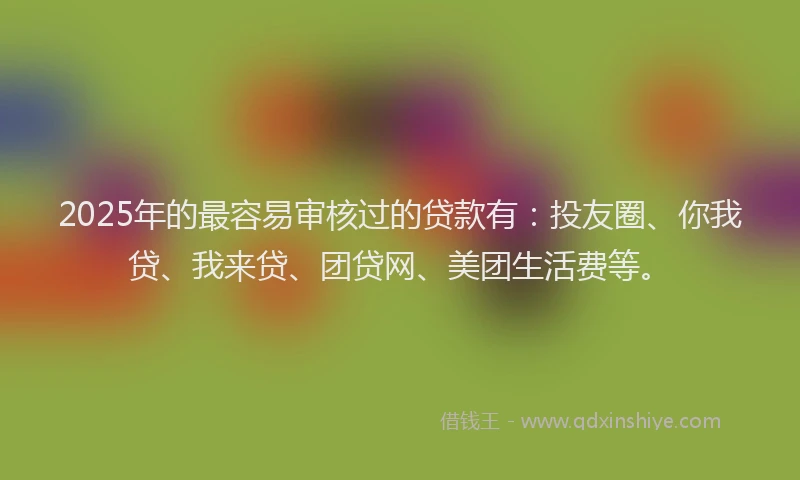 2025年的最容易审核过的贷款有：投友圈、你我贷、我来贷、团贷网、美团生活费等。