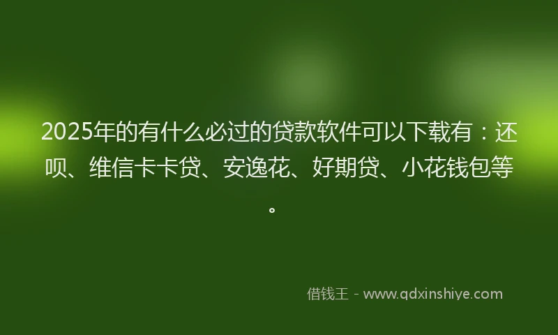 2025年的有什么必过的贷款软件可以下载有：还呗、维信卡卡贷、安逸花、好期贷、小花钱包等。
