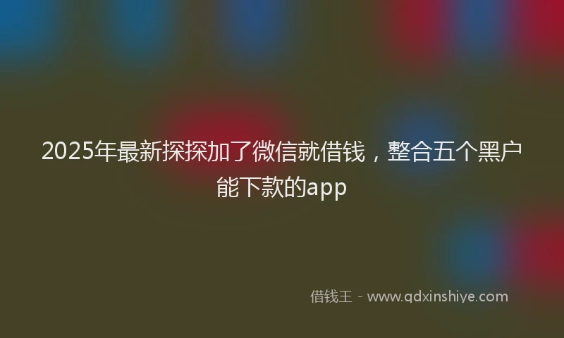2025年最新探探加了微信就借钱，整合五个黑户能下款的app