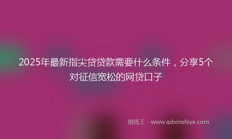 2025年最新指尖贷贷款需要什么条件，分享5个对征信宽松的网贷口子