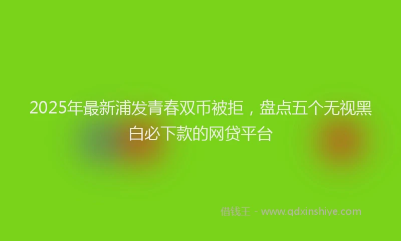 2025年最新浦发青春双币被拒，盘点五个无视黑白必下款的网贷平台