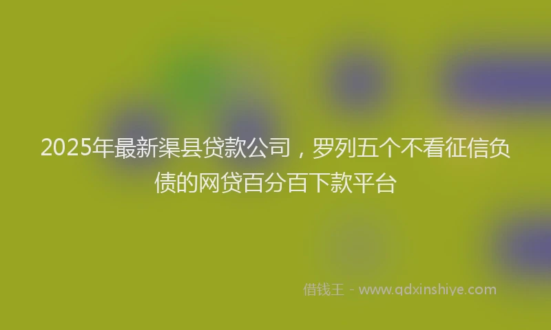 2025年最新渠县贷款公司，罗列五个不看征信负债的网贷百分百下款平台