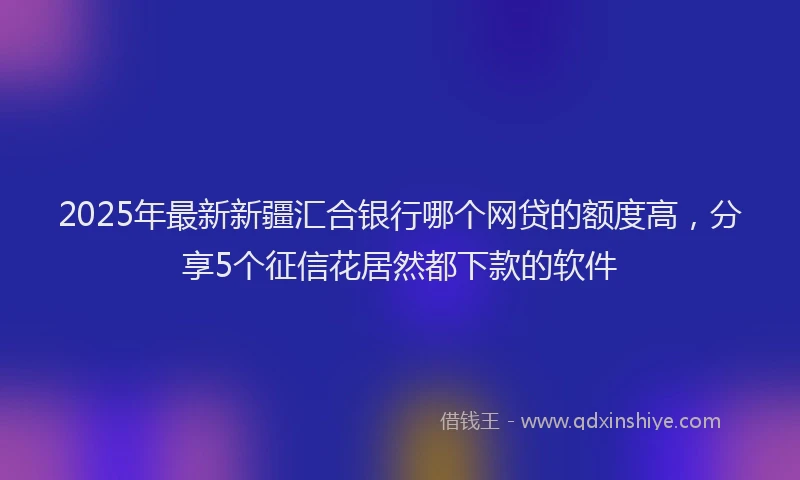 2025年最新新疆汇合银行哪个网贷的额度高，分享5个征信花居然都下款的软件