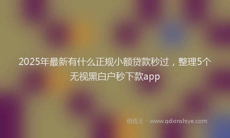 2025年最新有什么正规小额贷款秒过，整理5个无视黑白户秒下款app