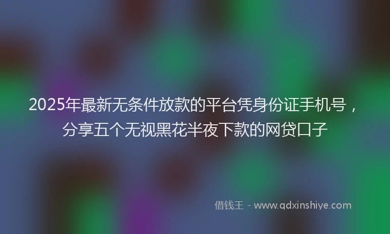 2025年最新无条件放款的平台凭身份证手机号，分享五个无视黑花半夜下款的网贷口子