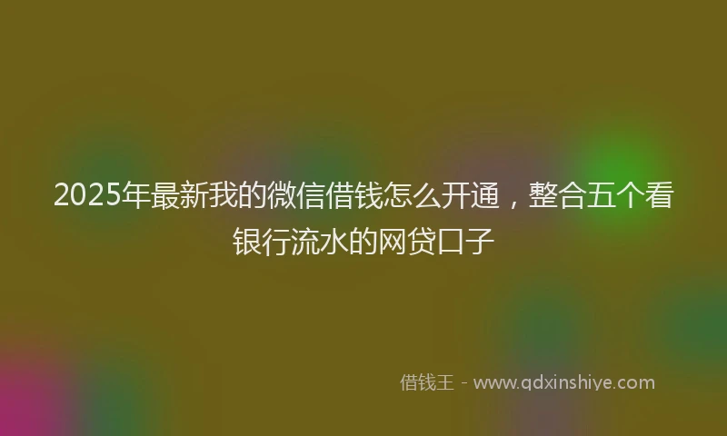 2025年最新我的微信借钱怎么开通，整合五个看银行流水的网贷口子