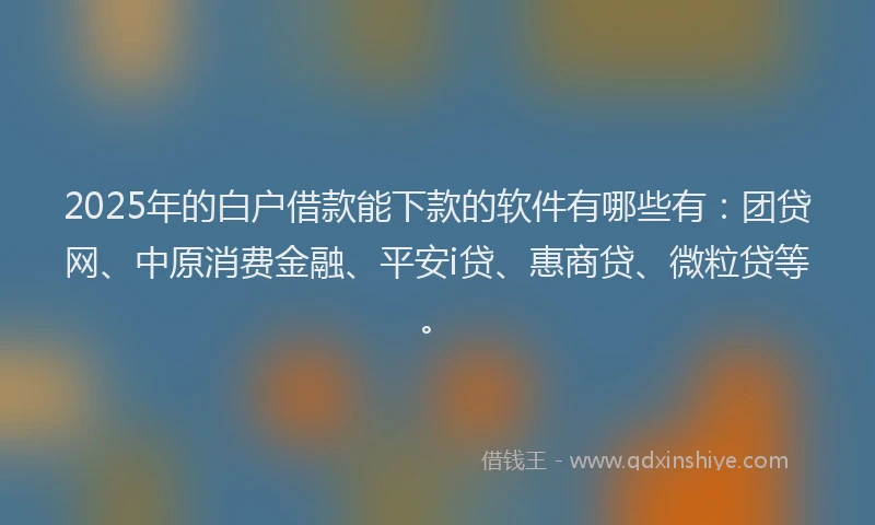 2025年的白户借款能下款的软件有哪些有：团贷网、中原消费金融、平安i贷、惠商贷、微粒贷等。
