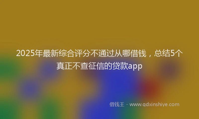 2025年最新综合评分不通过从哪借钱，总结5个真正不查征信的贷款app