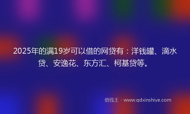 2025年的满19岁可以借的网贷有：洋钱罐、滴水贷、安逸花、东方汇、柯基贷等。